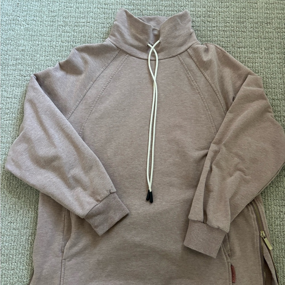 Varley Beige High-Neck Sweatshirt